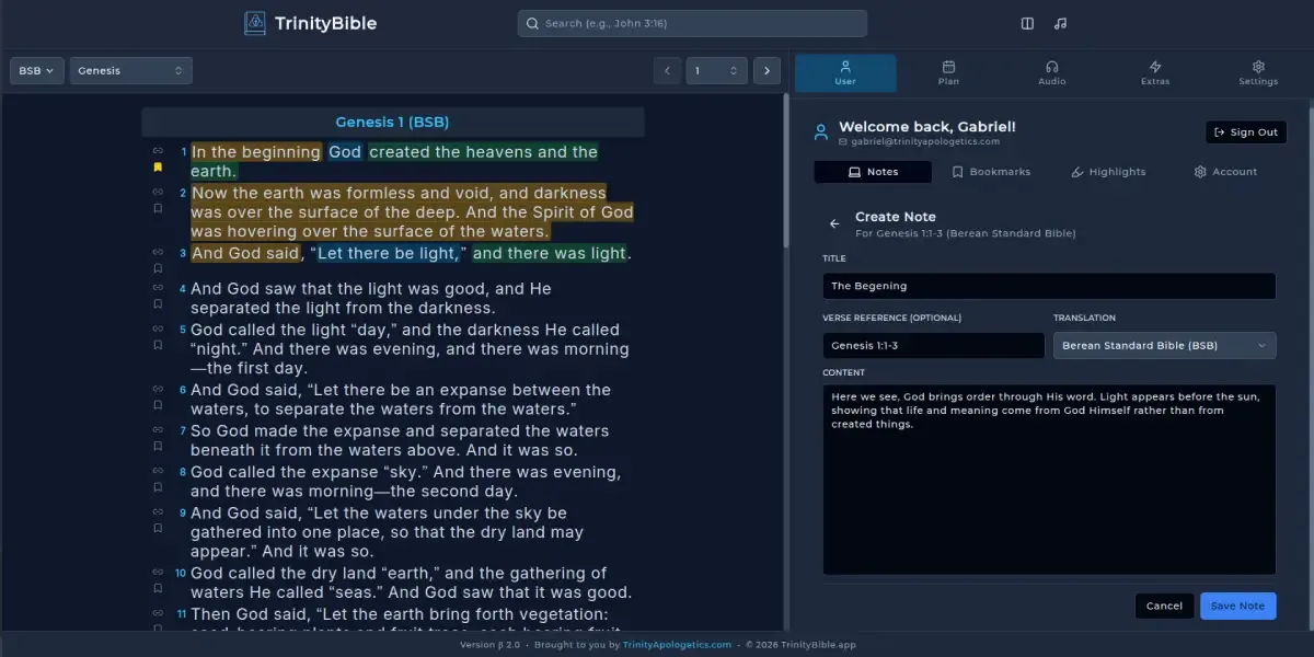 Notes and highlights panel