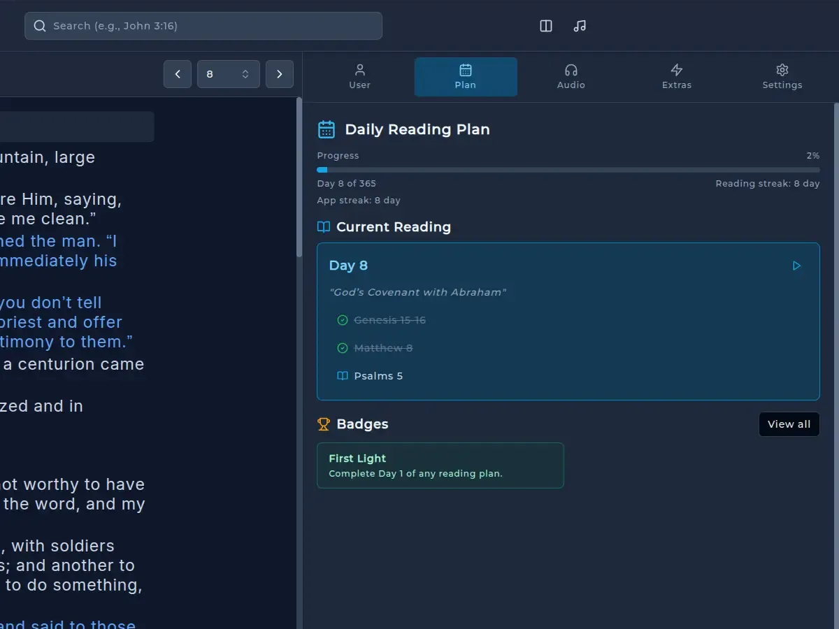 Reading plan progress view
